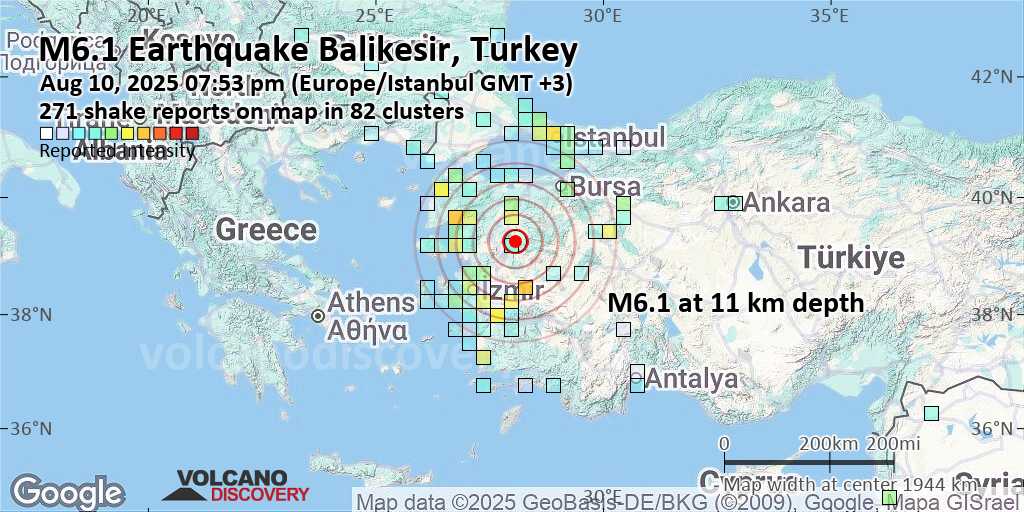 Turkijoje įvyko 6,1 balo žemės drebėjimas